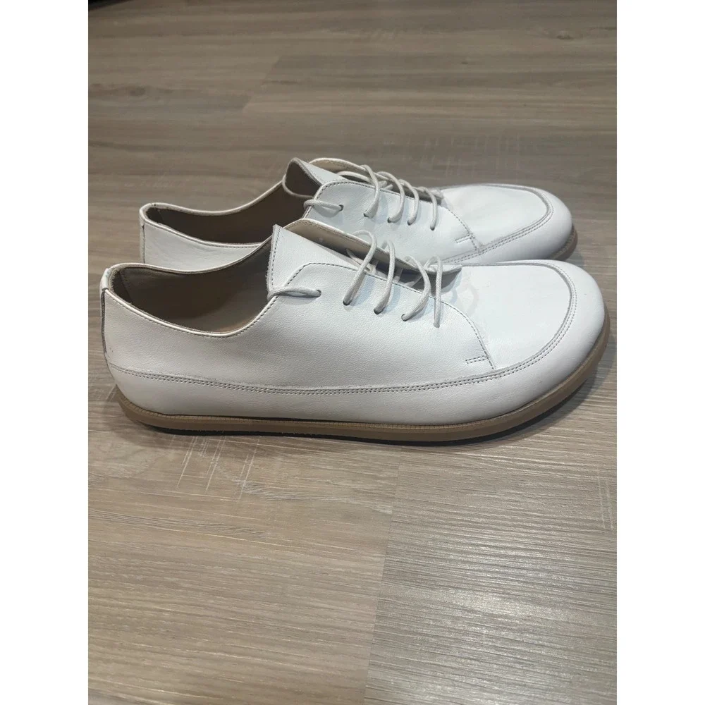 Nebula Walking White Leather Lace Up Oxfords Wide Toe Box Womens 10.5